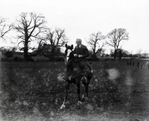 Man riding at the Royal Sussex Regt. Barracks at the Broyle, Chichester, April 1935 Man riding at the Royal Sussex Regt. Barracks at the Broyle, Chichester, April 1935