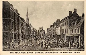 The market, East Street, Chichester in Bygone days The market, East Street, Chichester in Bygone days