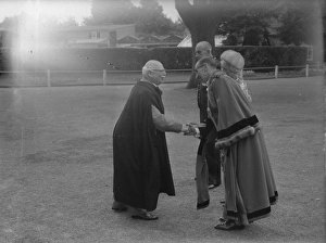 1960s Prints: The Mayor of Chichester greets a guest at the Garden Party in honour of the Opening of the Festival Theatre