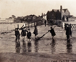 Old Mill at Sidlesham, surrounded by floods. 1910