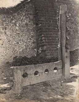 Images Dated 12th December 2012: The old village stocks in South Harting, 1905