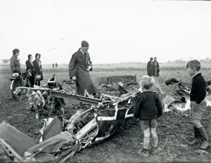 Onlookers Gathered Around Wreckage of German Bomber, East or West Wittering 1940 Onlookers Gathered Around Wreckage of German Bomber, East or West Wittering 1940