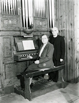 Church Prints: Organist and vicar seated at the organ