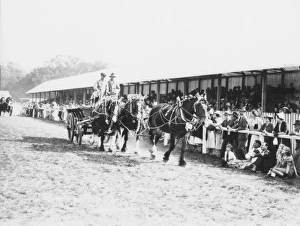 Parade of horseteams and hay wagons at the Sussex Show, 1938 Parade of horseteams and hay wagons at the Sussex Show, 1938