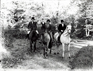 Lane Prints: Three people riding horses in the country, November 1936