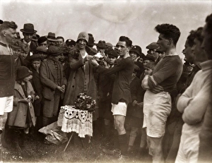 Happy Prints: Presenting the cup at Pulborough v. Dial Post football match, c1930