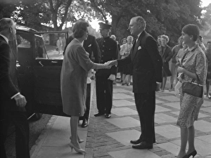 Princess Marina, Duchess of Kent, being greeted upon arrival at Chichester Festival Theatre, July 1962