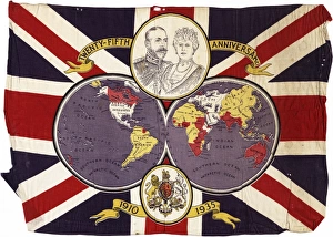Printed cloth jubilee flag, 1935