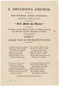 Parish Records Collection: Printed Jubilee Version of God Save The Queen, 1887