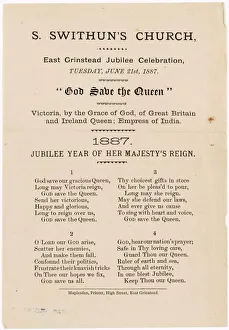 West sussex record office/parish records/printed jubilee version god save queen 1887 West sussex record office/parish records/printed jubilee version god save queen 1887