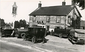 Railway Inn, Petworth, with parked cars and coaches, 1925 Railway Inn, Petworth, with parked cars and coaches, 1925