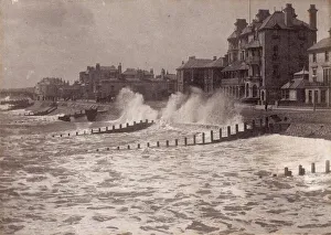 Rough seas at Bognor, 1900