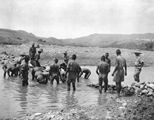 Images Dated 28th August 2015: RSR 2 / 6th Battalion, Building a Bund to make a swimming pool