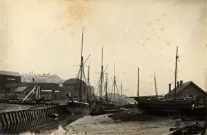 Images Dated 9th October 2012: Rye: boats moored in Sussex Harbour, 5 November 1890