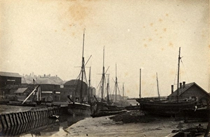 Trade Prints: Rye: boats moored in Sussex Harbour, 5 November 1890