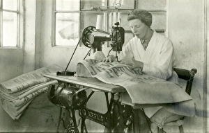 Work Prints: Sack mending by machine, Coultershaw Mill, Petworth, August 1949