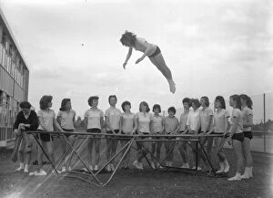 Chichester Photographic Collection: School girls using the trampoline, 16 May 1963