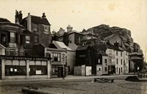 Images Dated 8th October 2012: Seafront shops and pubs in Hastings, 6 November 1890