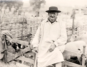 Shepherd in smock at Findon Sheep Fair, 1931
