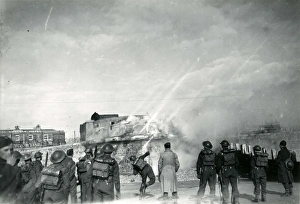 Soldiers Throwing Gas Cannisters on the Beach, Bognor Regis, 1939 -1945 Soldiers Throwing Gas Cannisters on the Beach, Bognor Regis, 1939 -1945