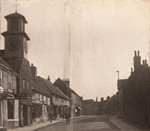 Trade Prints: Steyning High Street and clock tower, 1912