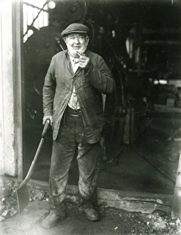 Pipe Prints: Stoker at a saw mill, West Grinstead, October 1933