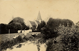 Religion Prints: A view of Bosham church from the Manor House garden, 18 May 1891