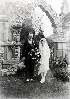 Wedding Prints: Wedding couple at Graffham, 1920s