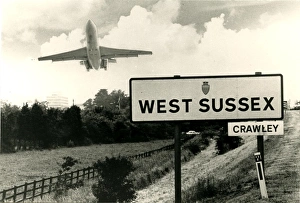 West Sussex boundary sign, taken from the M23 spur, Crawley, 1988 West Sussex boundary sign, taken from the M23 spur, Crawley, 1988