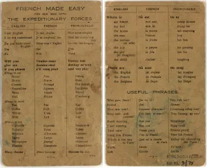 Nostalgia Prints: World War 1 English-French word-list for the Military Forces