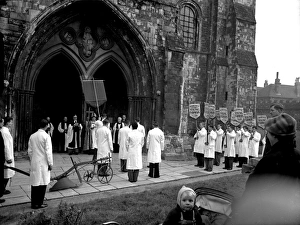 Plough Prints: Young Farmers, Plough Sunday procession at Chichester Cathedral, Sussex